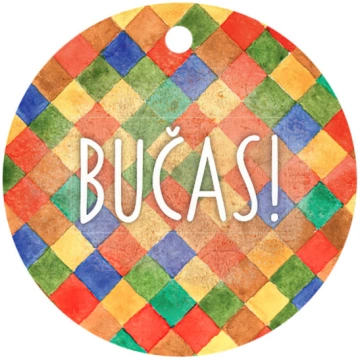 Dāvanu kartīte, "Bučas!" (Ø60mm)