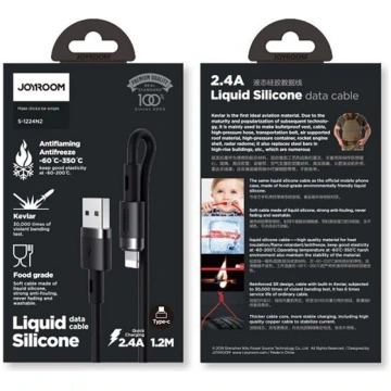 USB - Lightning kabelis 2,4A 1,2 m (S-1224N2 Melns