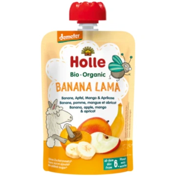 Holle BIO banānu, ābolu, mango un aprikožu biezeni