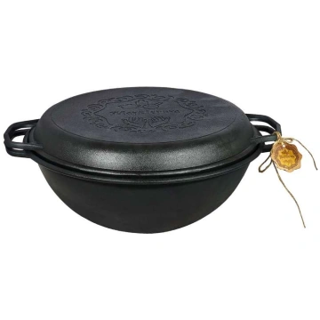ČUGUNA UZBEKU KATLS (Kazans) - WOK 12 L ar PANNAS 