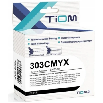 Tintes kasetne Tiom HP 303XL 303CMYX T6N03AE 18 ml